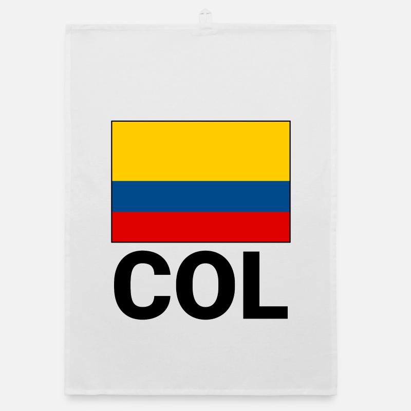 Drapeau de la Colombie tricolore avec l’abréviation COL - Torchon bio - blanc