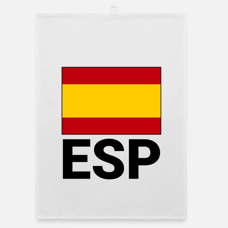Drapeau sportif espagnol avec abréviation ESP - Torchon bio - blanc