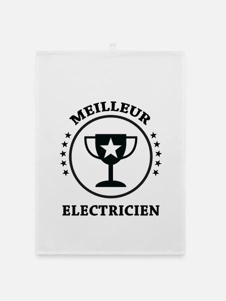 Meilleur Électricien : Le Trophée de la Qualité - Torchon bio - blanc - Devant