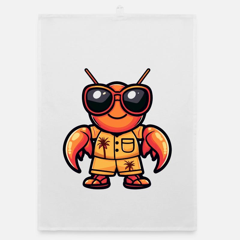 Lobster Crab Comic Holiday Organic dish towel