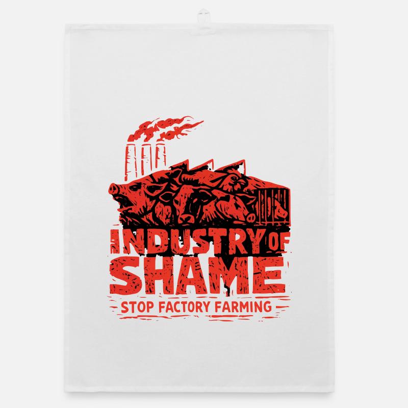 Industrie der Schande – Stoppt Fabrikfarming Organic Geschirrtuch