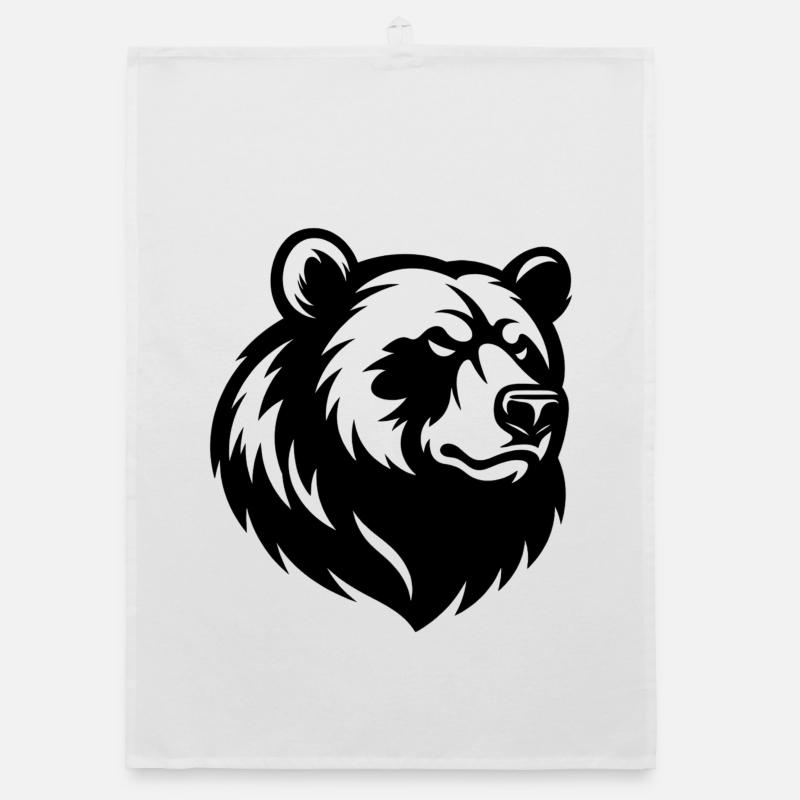Angry Bear Head Organic dish towel