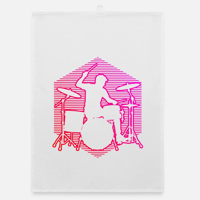 Gift idea for a drummer with drums Organic dish towel