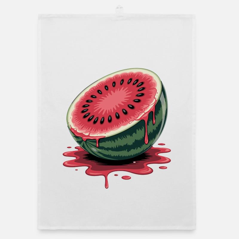  Saftige Halbierte Wassermelone Mit Tropfendem Organic Geschirrtuch