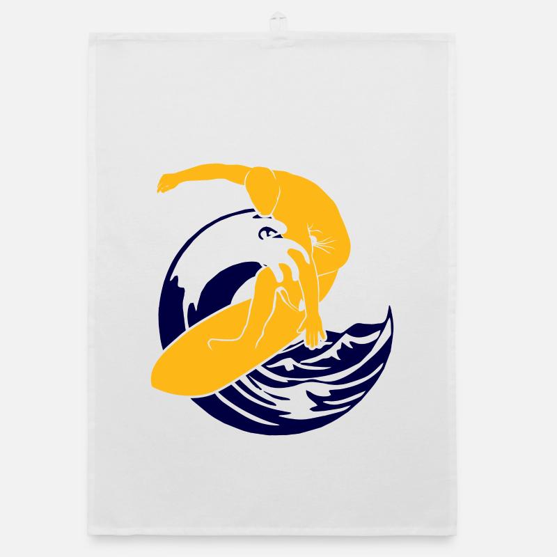 Surfboard | Surfer | Surf - Organic Geschirrtuch - Weiß