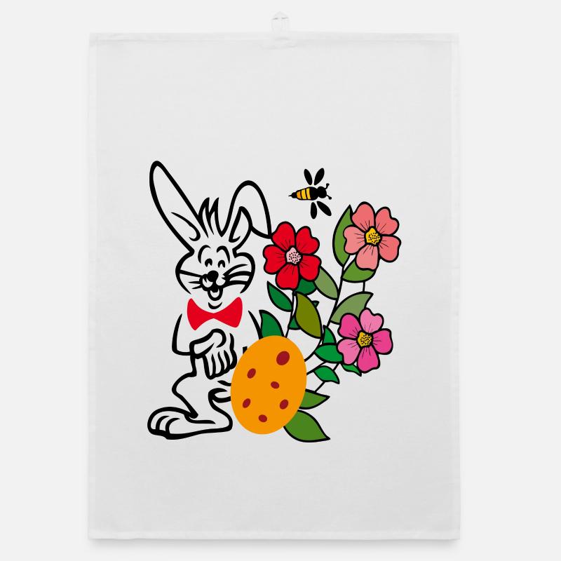 Easter with flowers and Easter egg Organic dish towel
