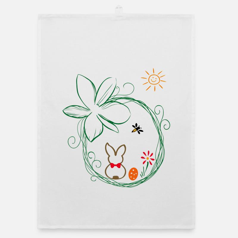 Easter nest with Easter bunny Organic dish towel