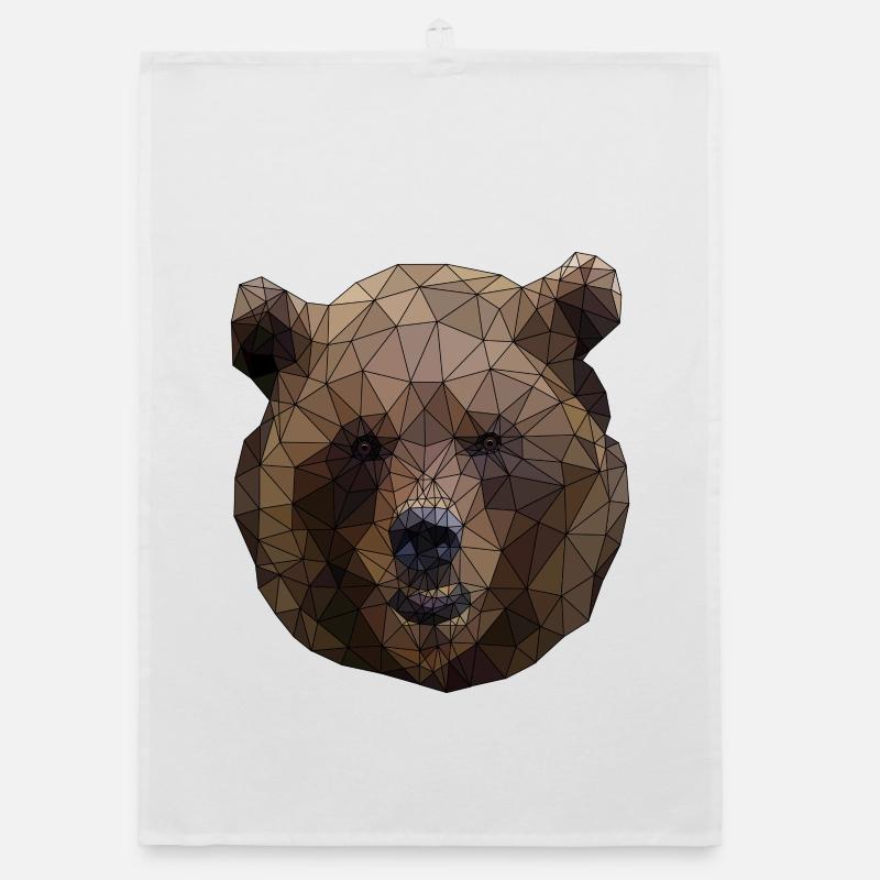 Polygonal Brown Bear Triangulaire Low Poly Art Torchon bio