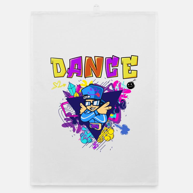 Design imprimé vibrant de style breakdance Torchon bio