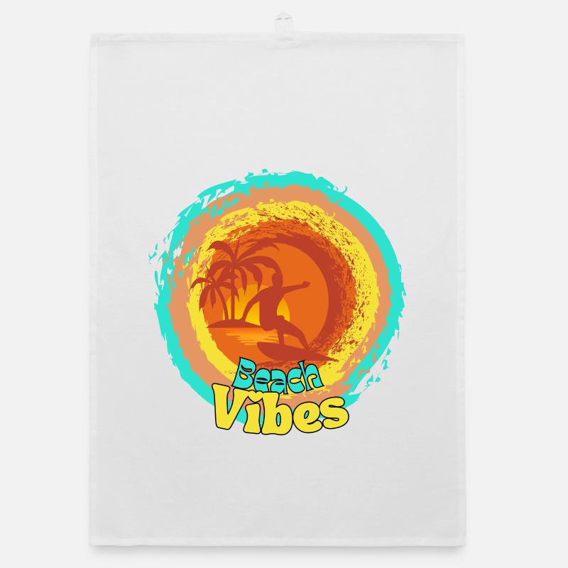 Plage Surf Coucher de soleil Design Torchon bio