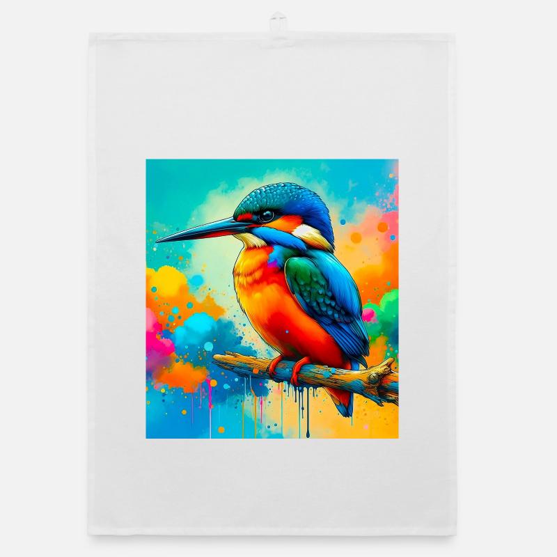 Eisvogel - Organic Geschirrtuch - Weiß