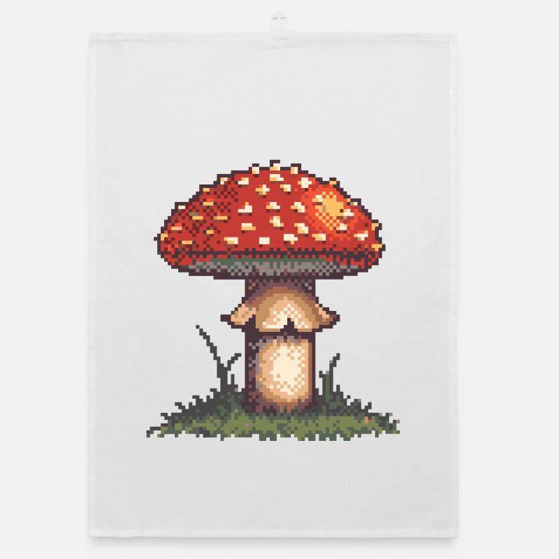 Pixel champignon néon rétro Torchon bio