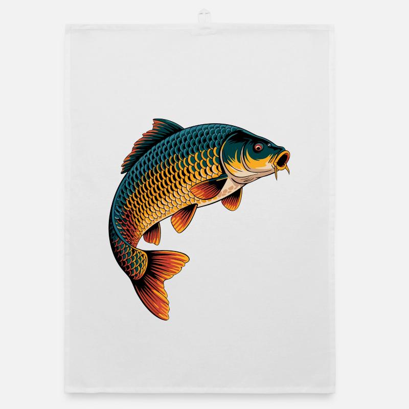 Springender Karpfen  Organic Geschirrtuch
