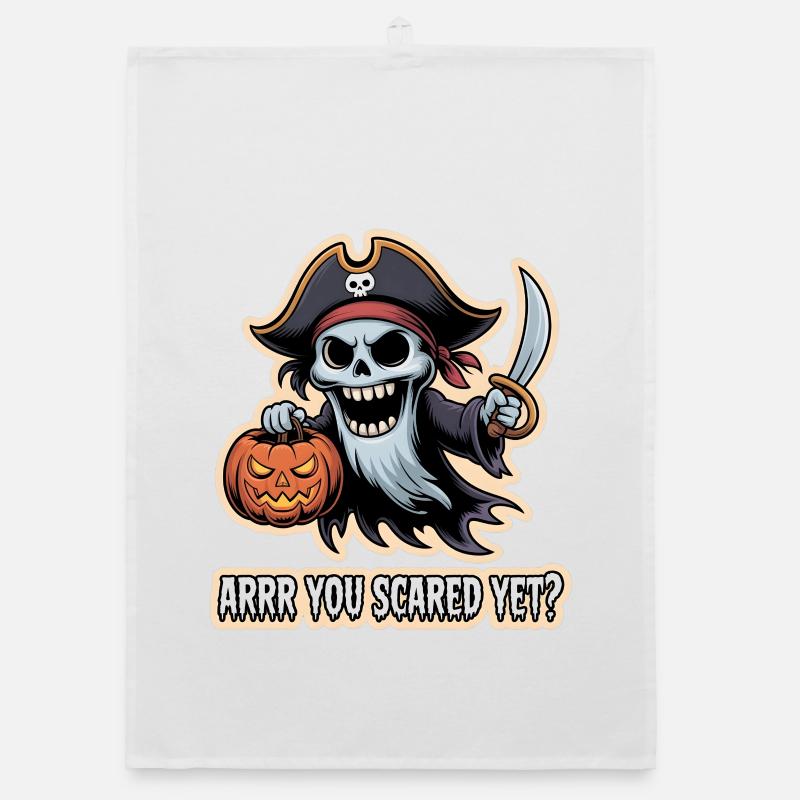 Pirate Boo – Spooky Cute Halloween Ghost sword Organic Geschirrtuch