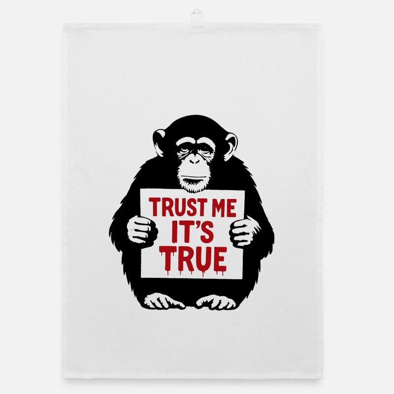 Monkey with Shield Trust Me It's True Organic dish towel