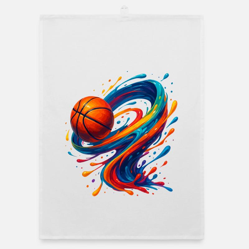 Lebendiger Orbit Basketball Splash Organic Geschirrtuch