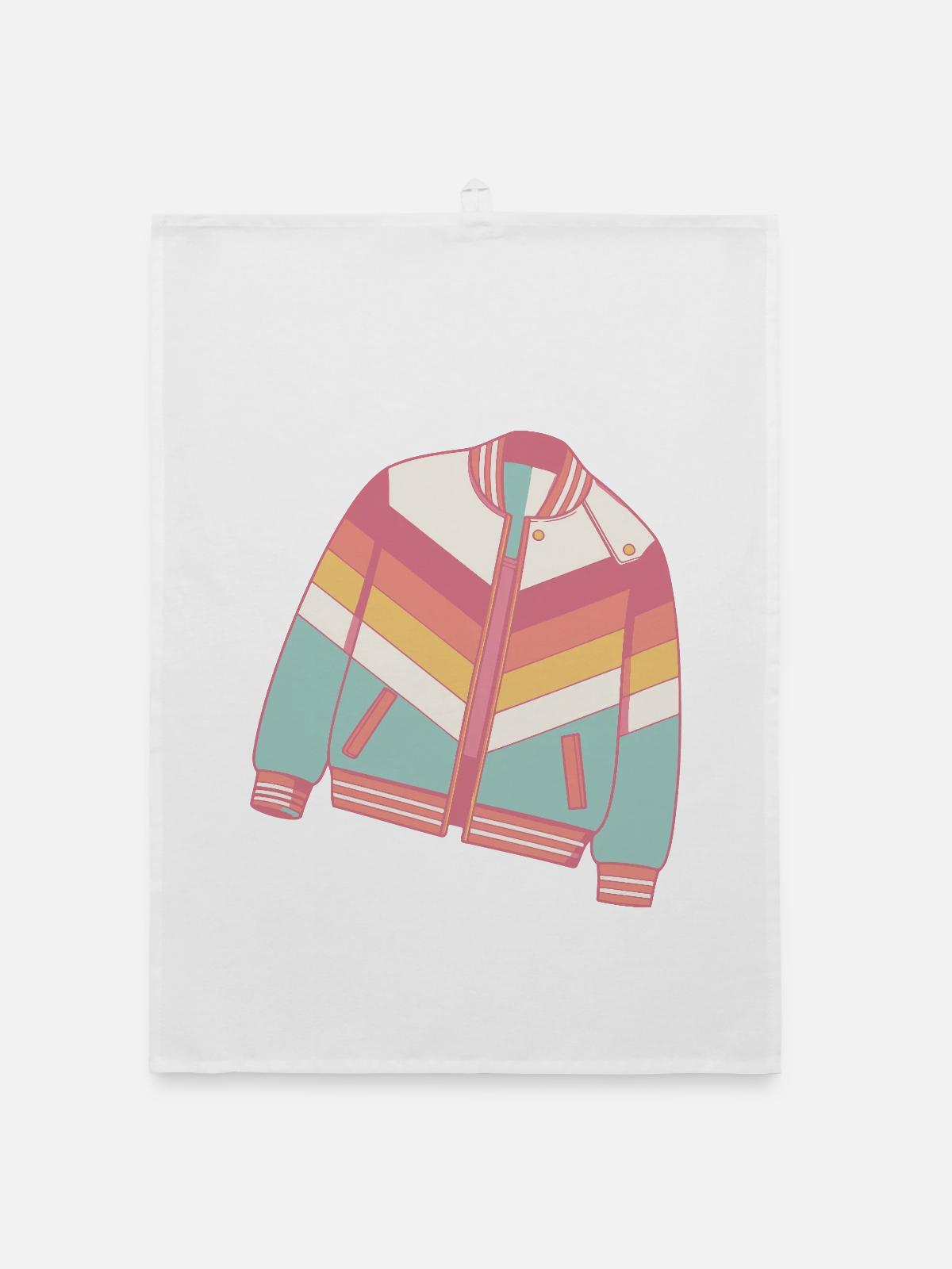 Pastellfarbene Retro-Jacke - Organic Geschirrtuch - Weiß - Vorne