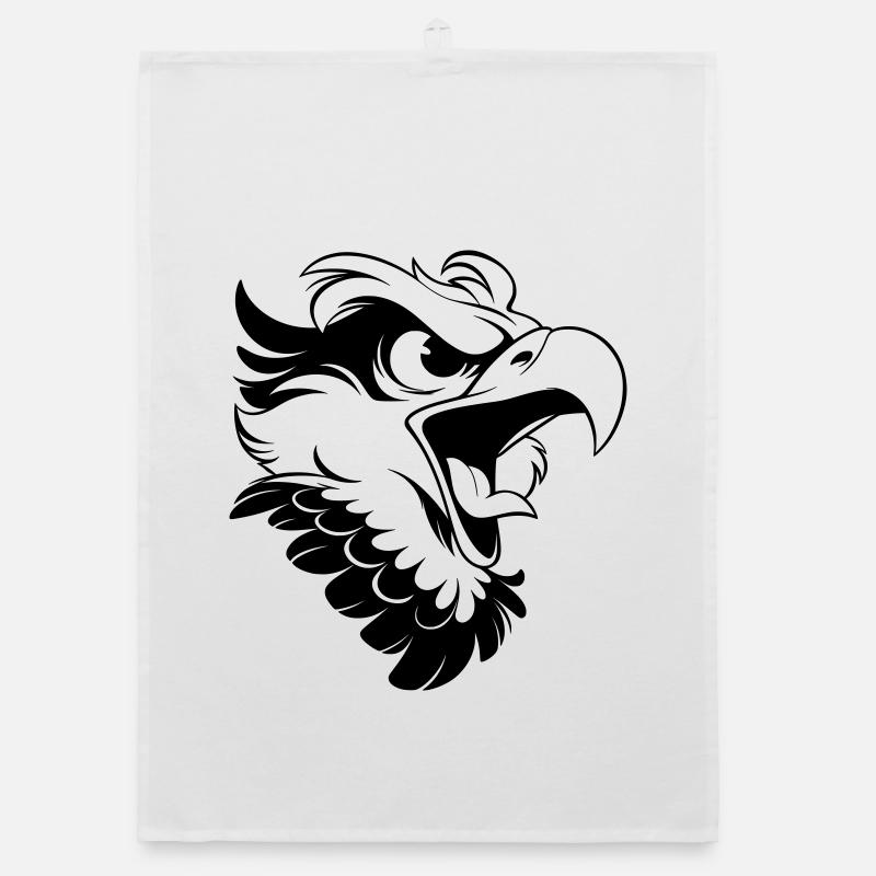 Angry Eagle Head – Tattoo Look Organic dish towel