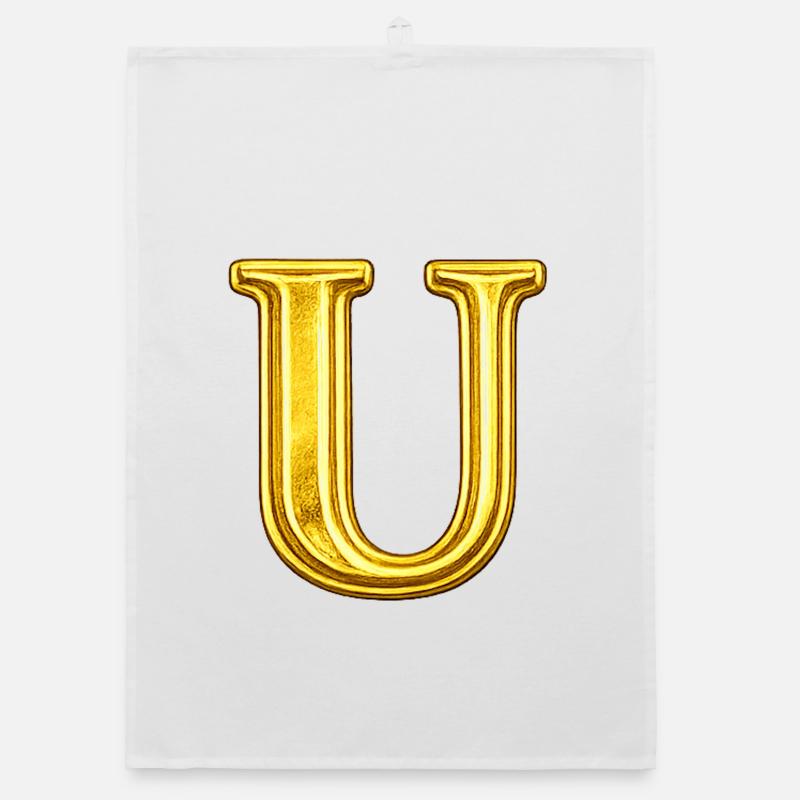 Goldenes U Monogramm Organic Geschirrtuch