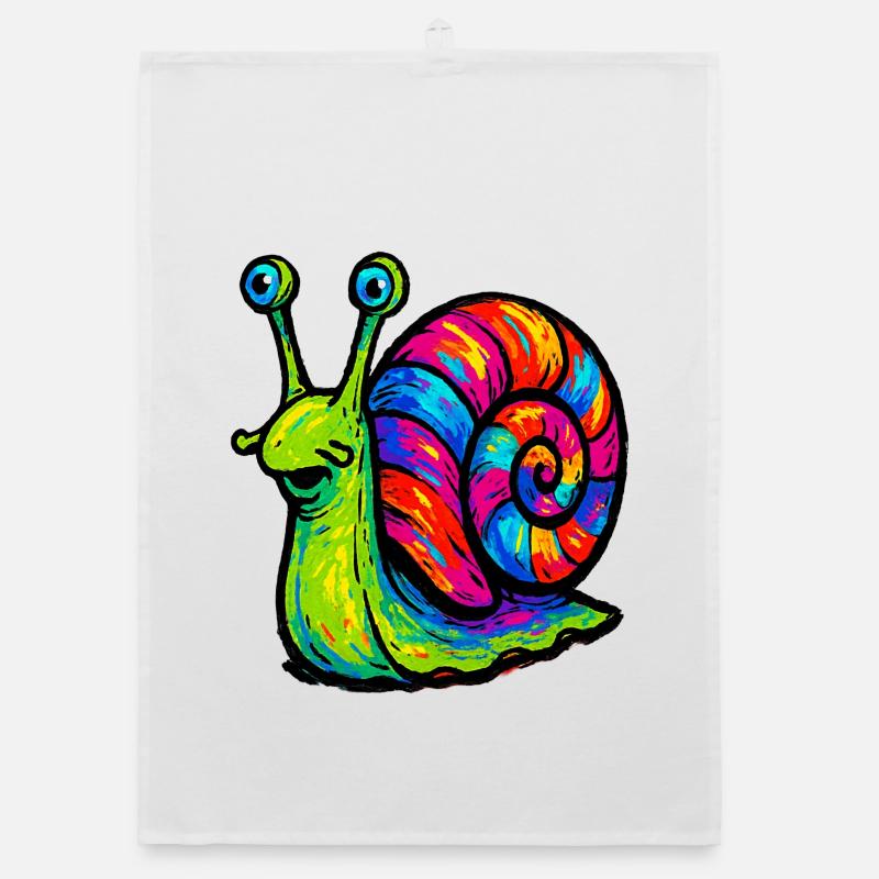 Escargot psychédélique multicolore arc-en-ciel Torchon bio