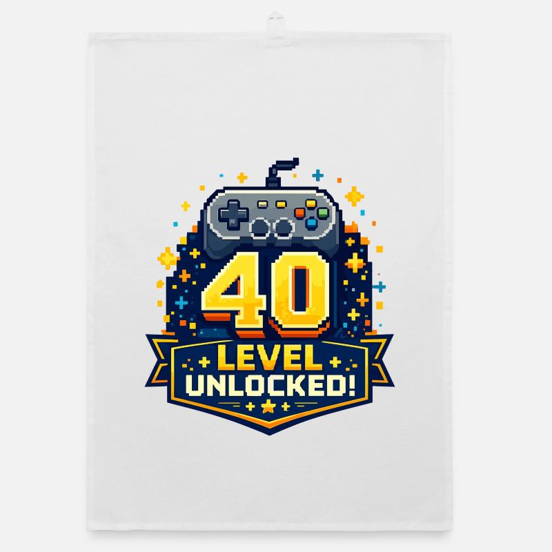 40 Level Unlocked Retro Controller Organic dish towel