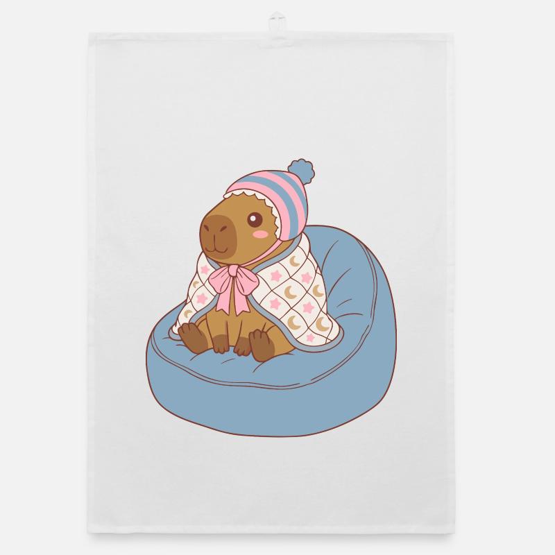 Cuddle Capybara Moonstar Blanket - Kawaii Design Organic dish towel