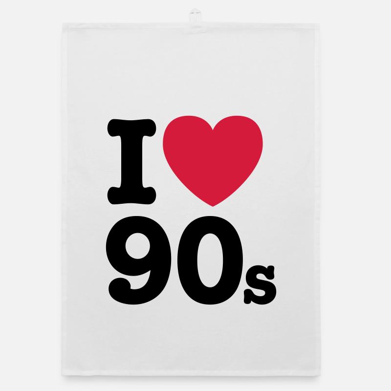 I love the 90s - Organic Geschirrtuch - Weiß