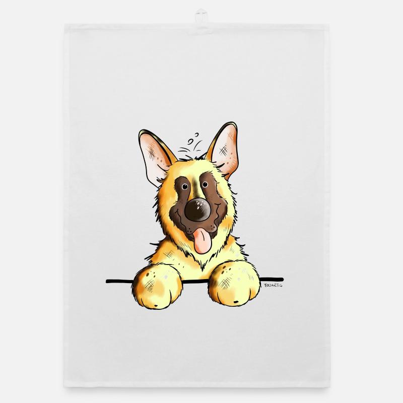 Funny German Shepherd Organic dish towel