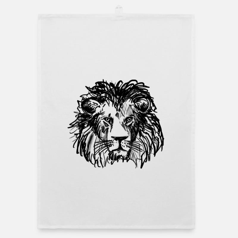 Lion - Torchon bio - blanc