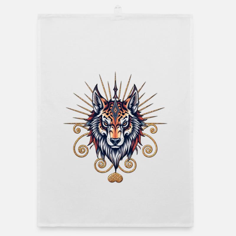 Stunning Wolf Head Organic dish towel