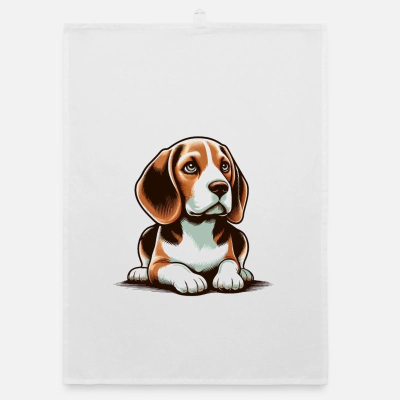 Lying Beagle Dog Organic dish towel
