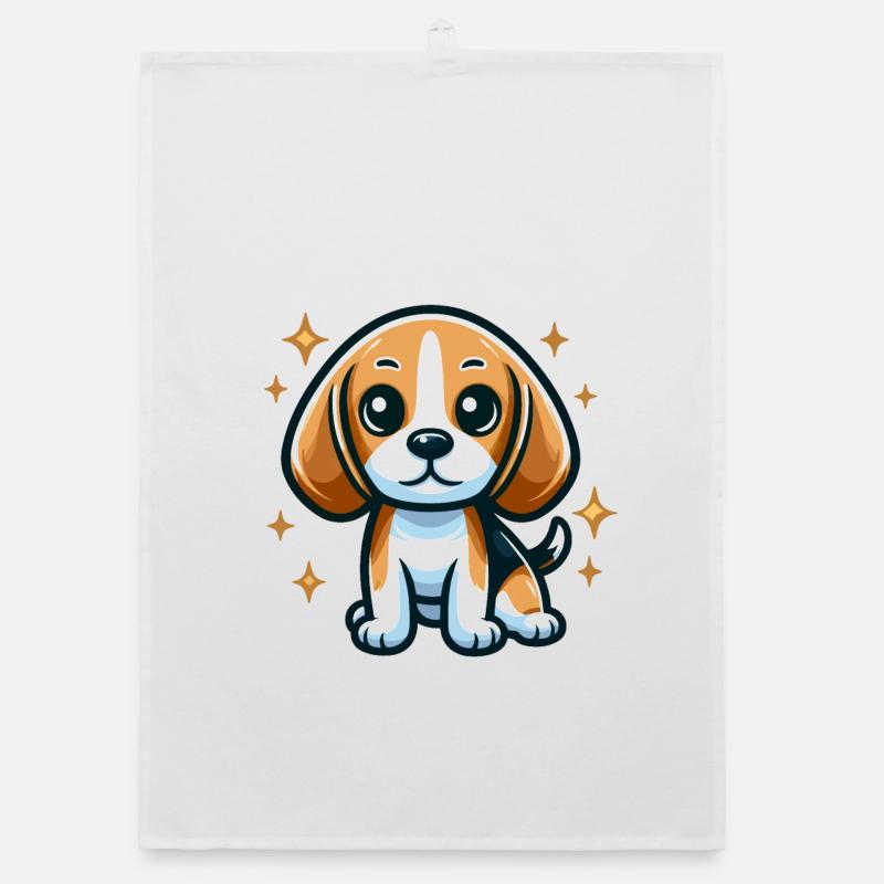 Beagle Chibi Dog Organic dish towel