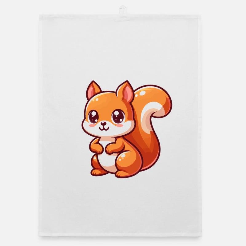 Kawaii Squirrel Organic dish towel