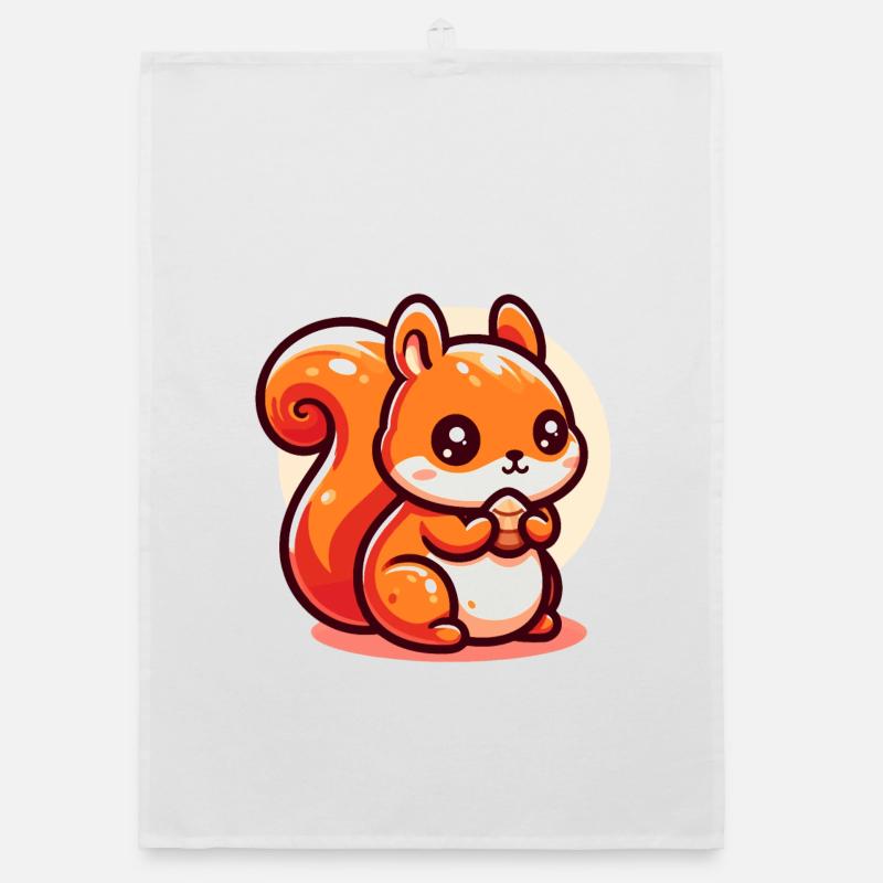 Cute Squirrel Eats a Seed Organic dish towel
