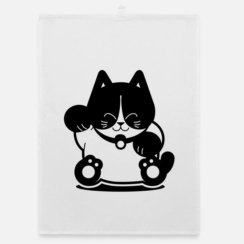 Tuxedo Cat - Organic Geschirrtuch - Weiß