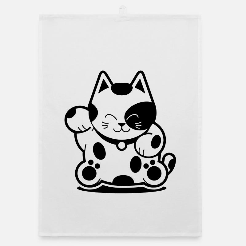 Chat chanceux Torchon bio