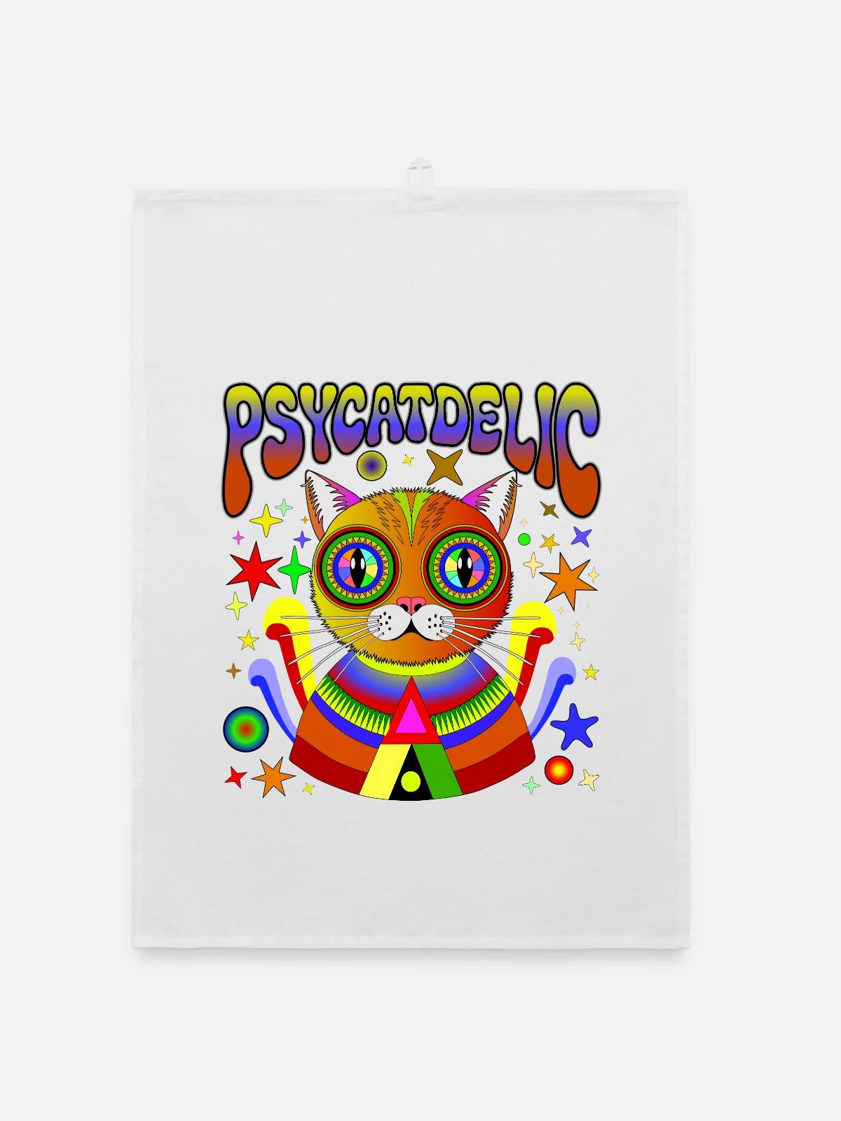 PSYCATDELIC - Torchon bio - blanc - Devant