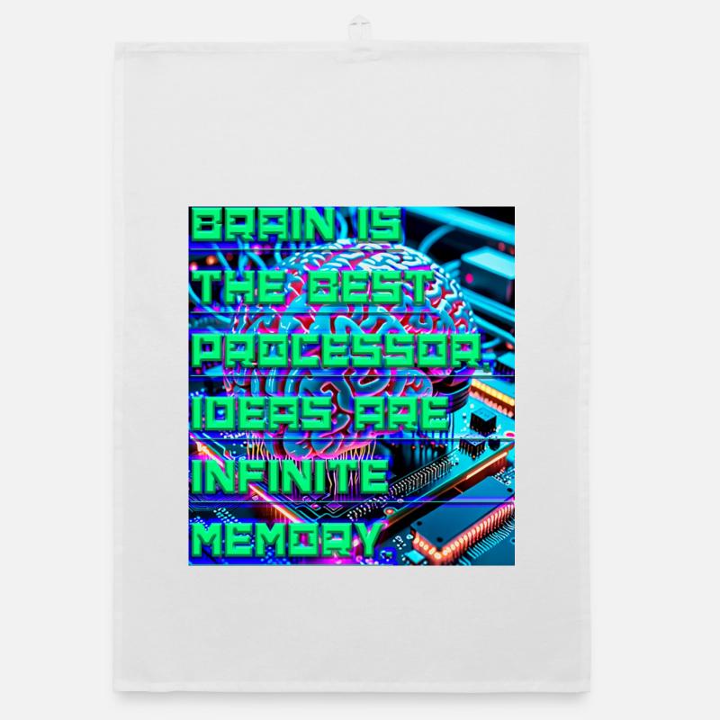 The Brain Is the Best Processor — Tech Neon Quote  Organic dish towel