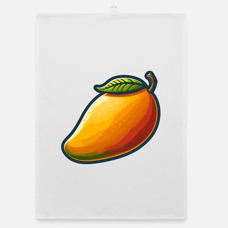 Bunte Mango mit grünem Blatt Organic Geschirrtuch