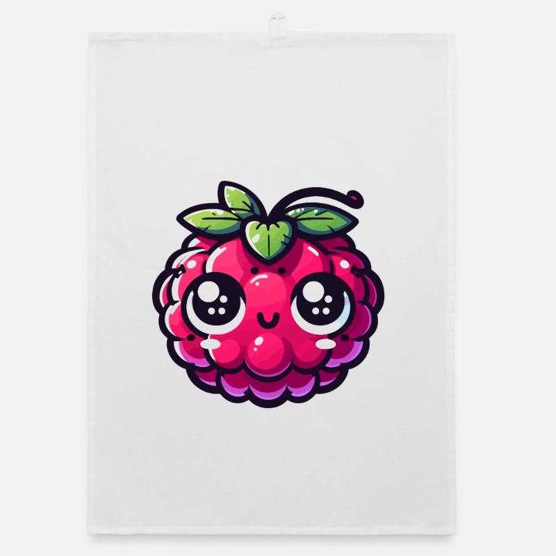 Raspberry kawaii eyes amazed Organic dish towel