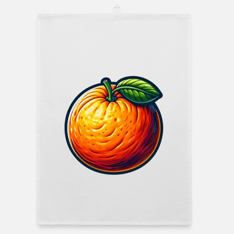 Orange Illustrée Colorée Torchon bio