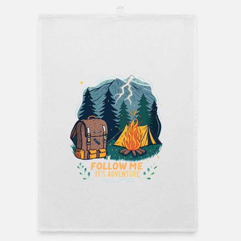 Lighted Nature Adventure with Campfire Organic dish towel