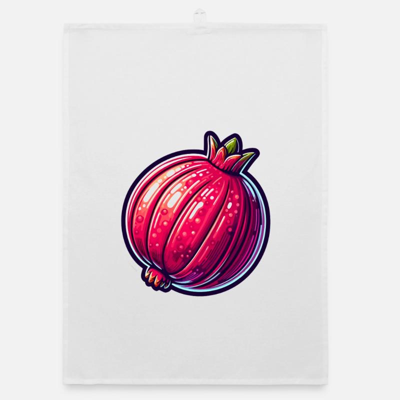 Vibrant Hyper-Realistic Pomegranate Illustration Organic dish towel