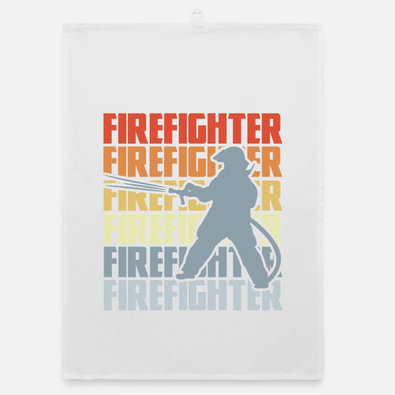 Retro Firefighter Organic dish towel