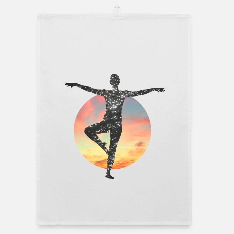Silhouette galactique dans le cercle du soleil - Torchon bio - blanc