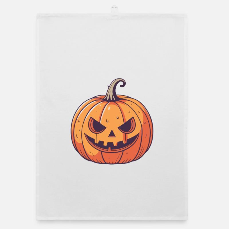 Pumpkin Jack o'Lantern Graphic Organic dish towel