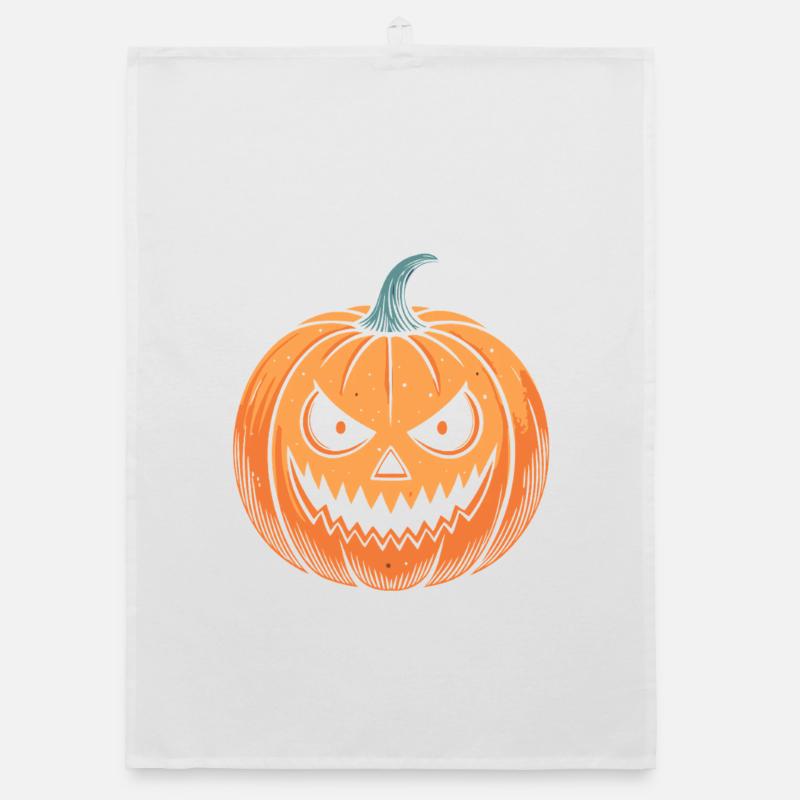 Snapping Pumpkin Halloween Organic dish towel