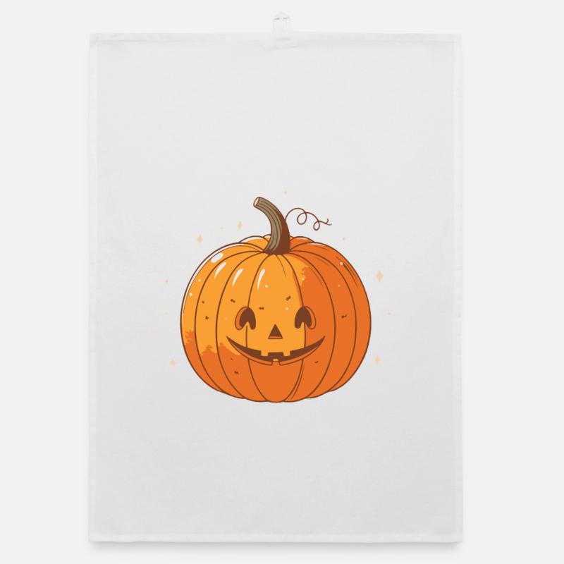 Smiling Pumpkin Halloween Organic dish towel