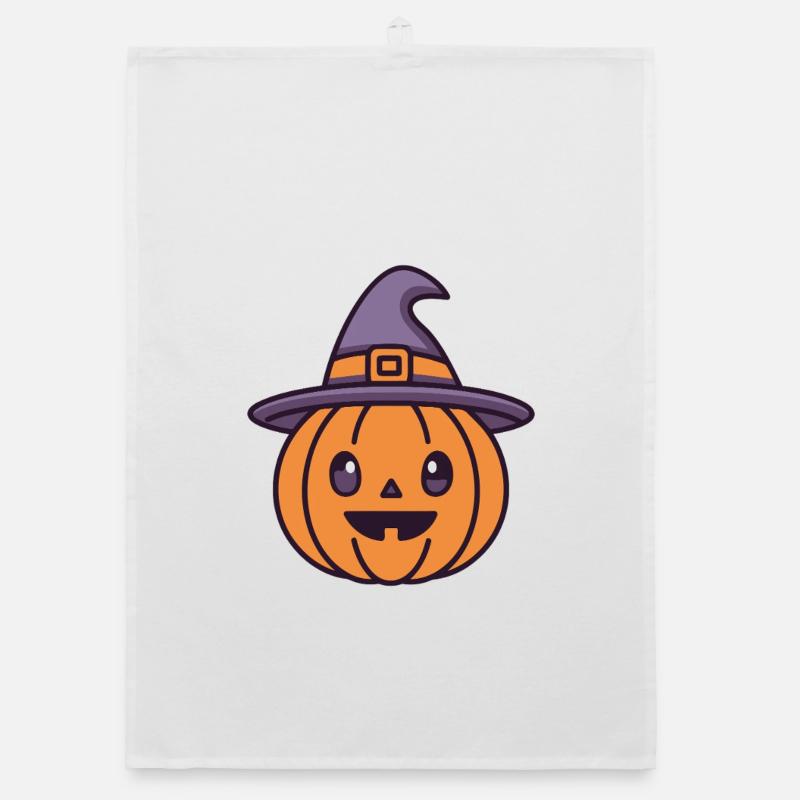 Pumpkin Witch in Hat Organic dish towel