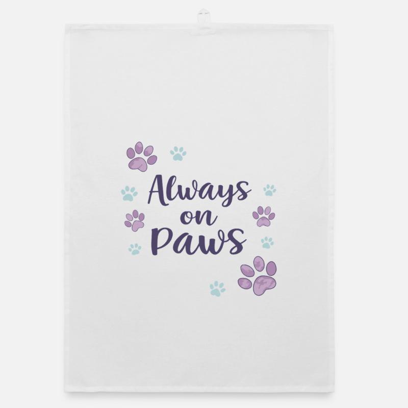 Always on Paws Purple Footprints Organic dish towel